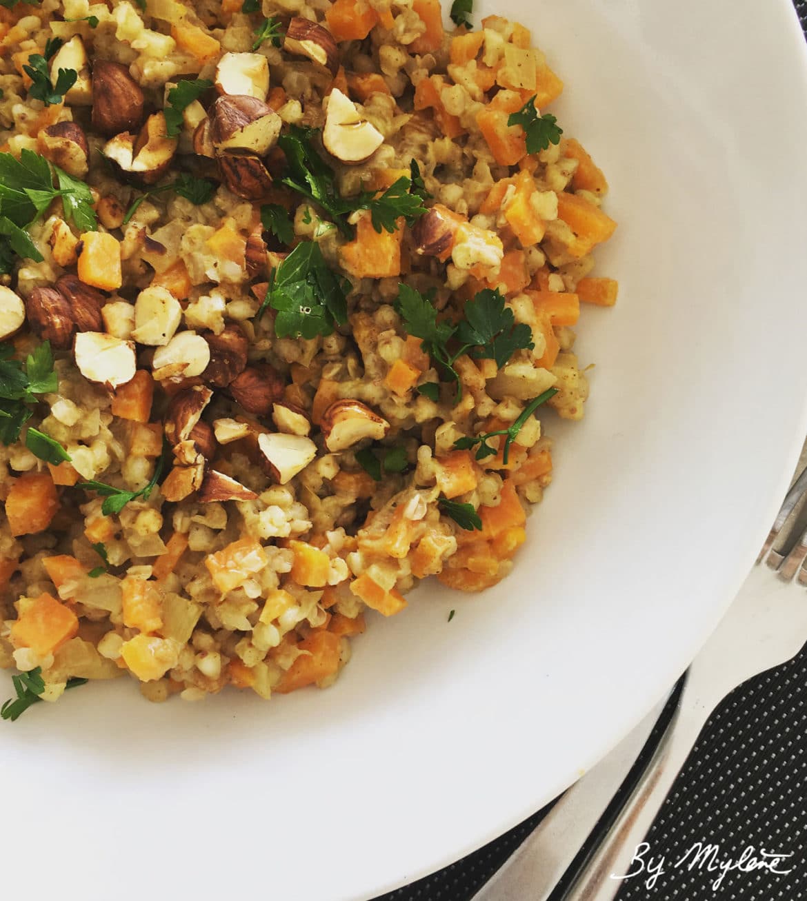 Sarrasinotto aux carottes et noisettes